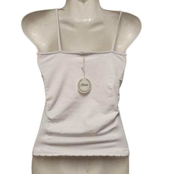 WHITE Spaghetti Strap Tank Top Spandex Fitted Camisole- One Size- NEW - Picture 2 of 6